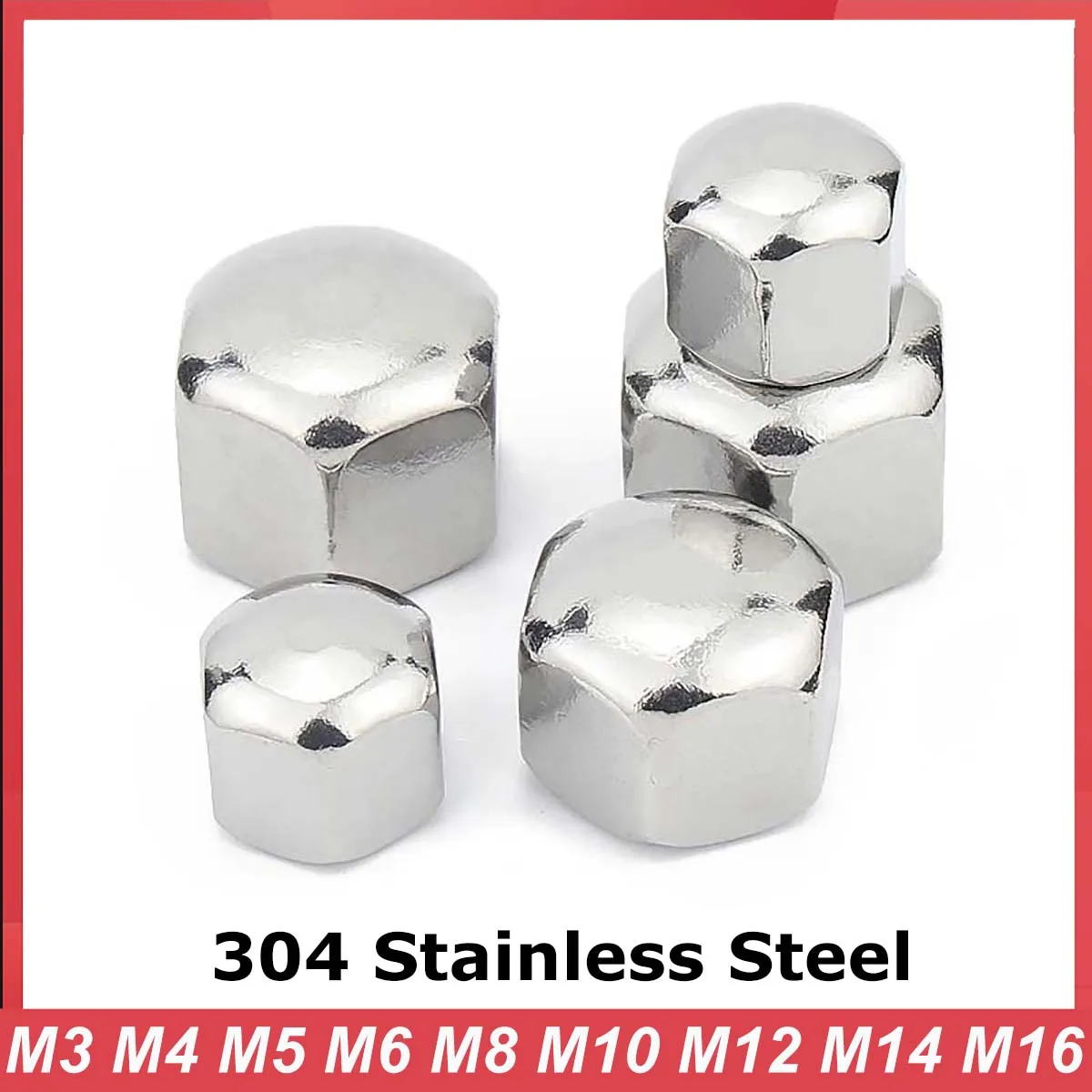1/5/20pcs M3 M4 M5 M6 M8 M10 M12 M14 M16 304 Stainless Steel Hex Hexagon Short Low Thin Cap Acorn Nut DIN917 Cover Blind Nuts