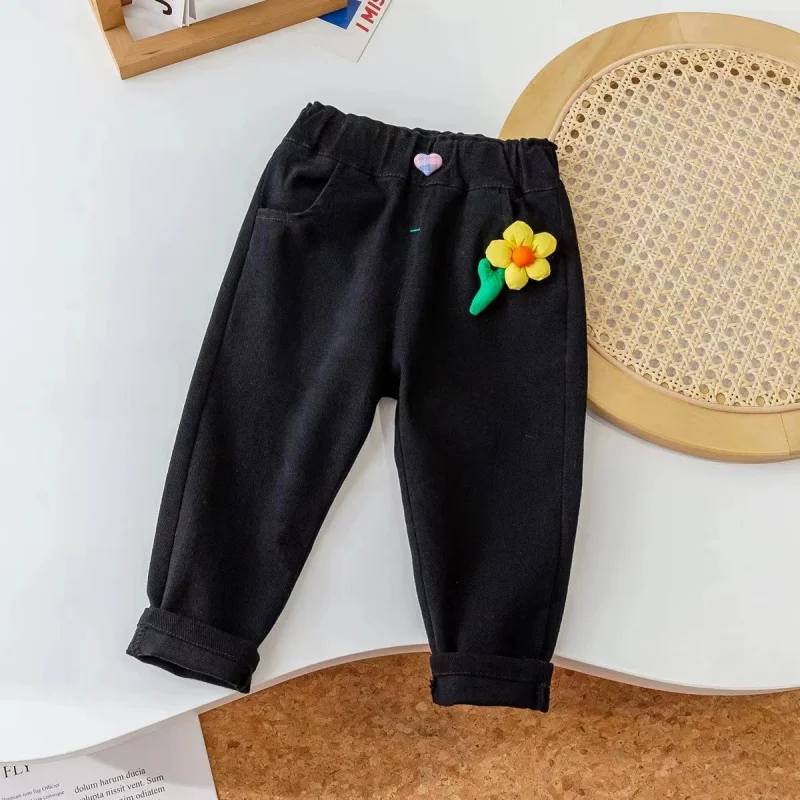 Kxkm-New Little Kids' Track Pants Children's Autumn Girls' Pants Autumn Baby Girls' Fall Outfit Sweatpants Thickened