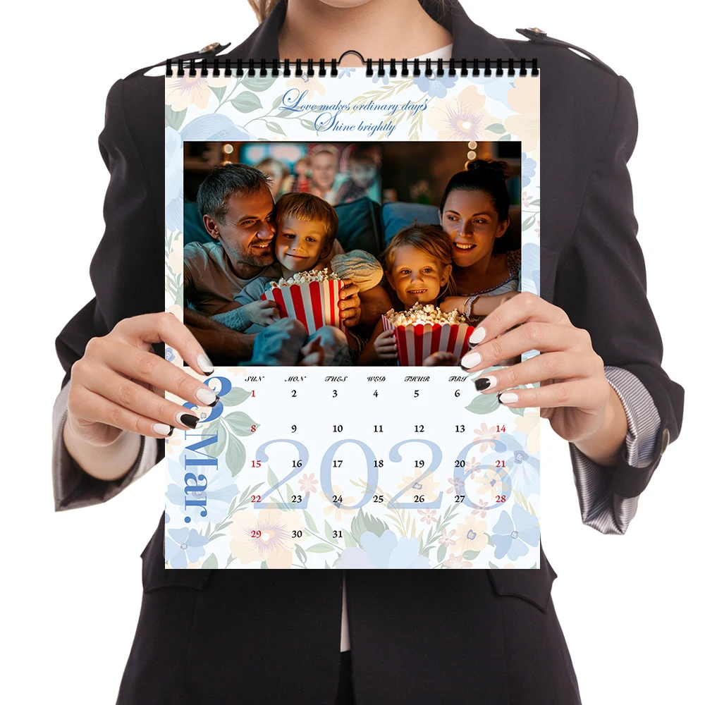 Calendario personalizzato 2026 da 1 pezzo - Calendario da parete personalizzato Carica 6 foto Calendario da parete Compleanno, Natale, regalo di Capodanno