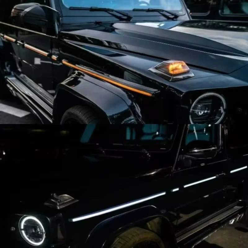 W463A LED Body Kits Trims Fit for G Class W464 From 2019-2024 Year Illuminated Side Molding with Carbon Look Side Trims for W464