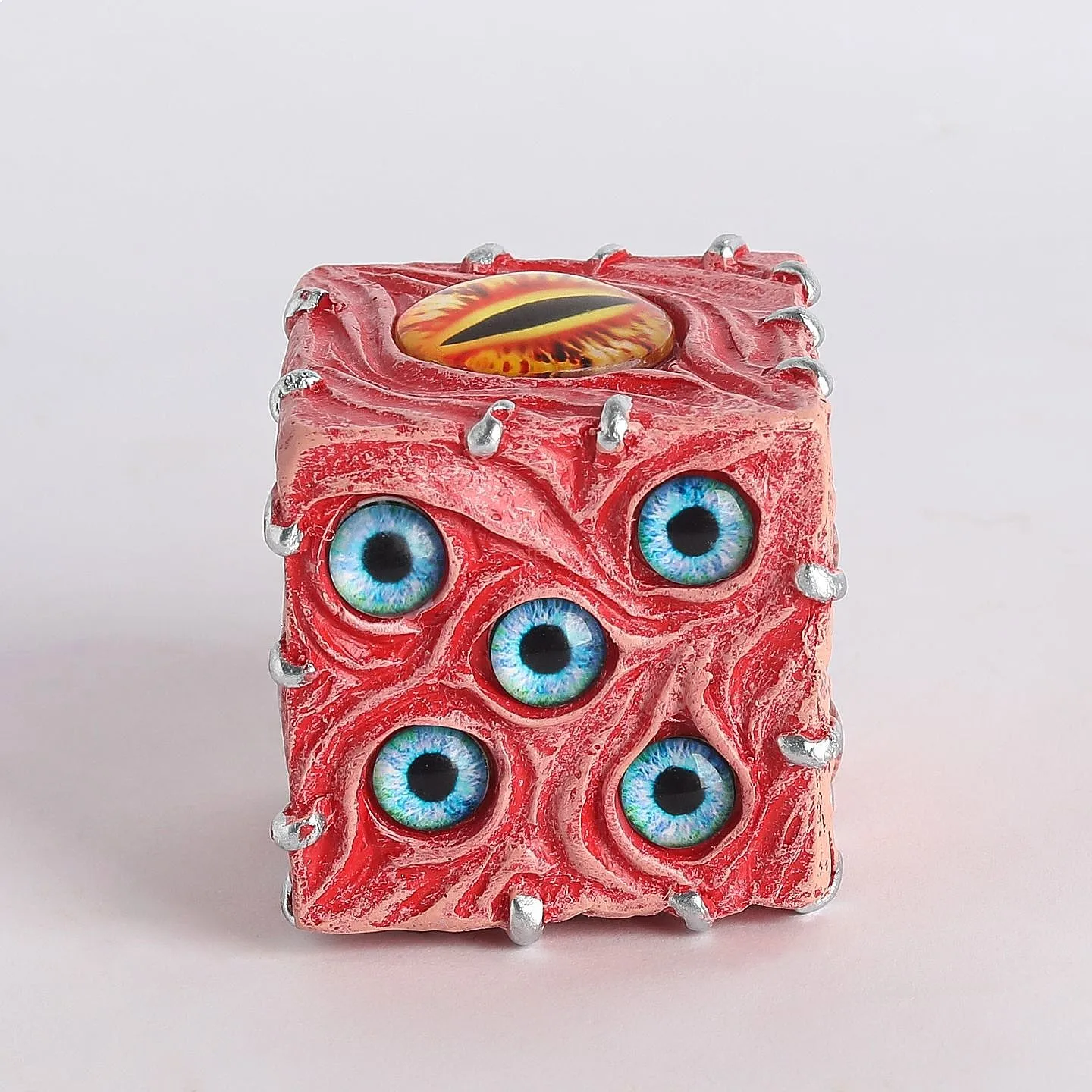 Abstract Eye Dice Devil Figurine Dark Gothic Oddity Desk Decor Quirky Weird Gift