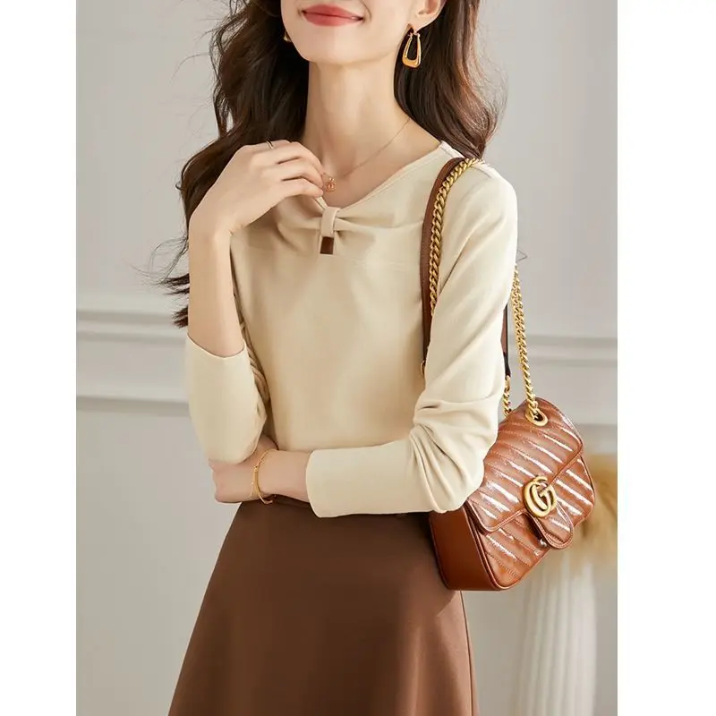 

Autumn Winter New Brushed Base Shirt Slim Fit Long Sleeve T Shirt Women