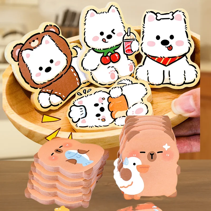 

Cartoon Capybara N Times Sticky Notes, 60/240 Sheets for Students & Office, Cute Removable Stationery Stickers Westie