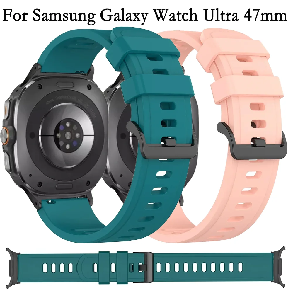 Мягкий силиконовый ремешок для Samsung Galaxy Watch Ultra 47 мм, спортивный дышащий браслет Galaxy Watch Ultra 47 мм, аксессуары для ремня
