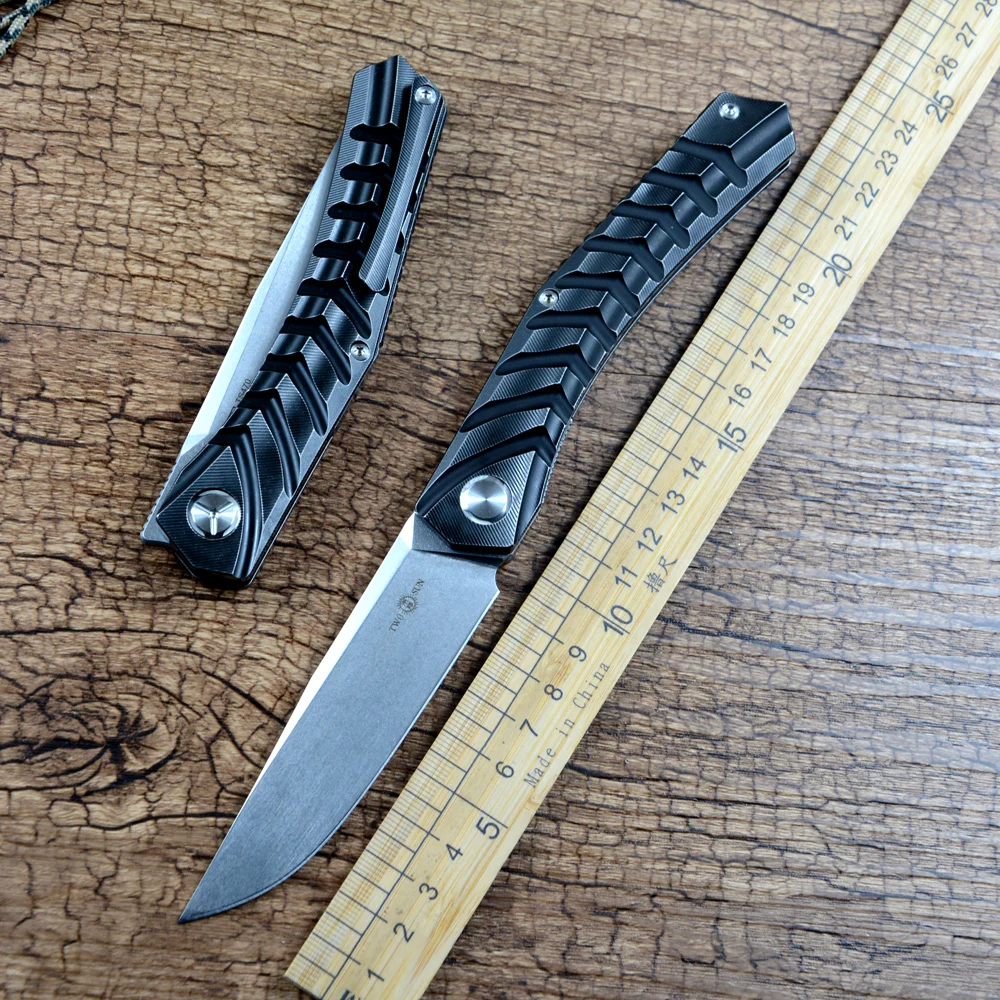 

TWOSUN Outdoor Folding Pocket Knife 14C28N Blade Ceramic Ball Bearing Washer TC4 Titanium Handle TS470