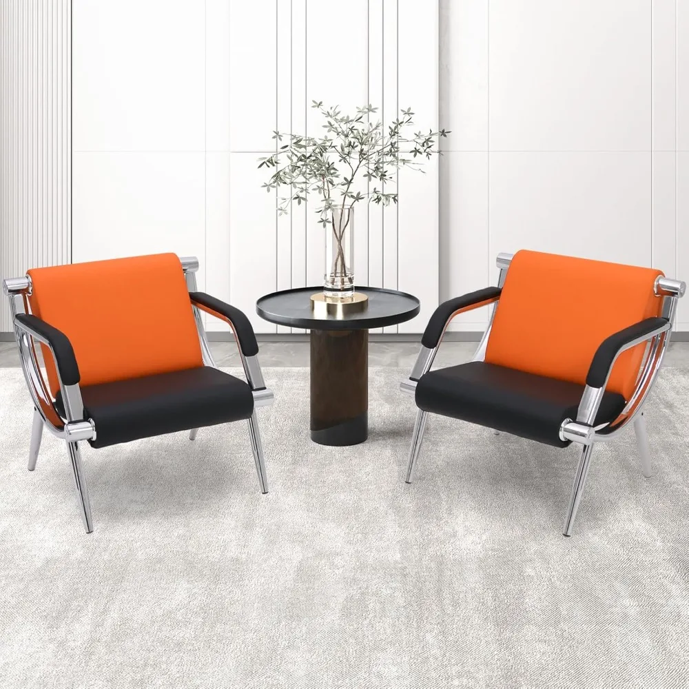 Waiting room chair with armrest, PU leather office furniture, lobby meeting reception chair