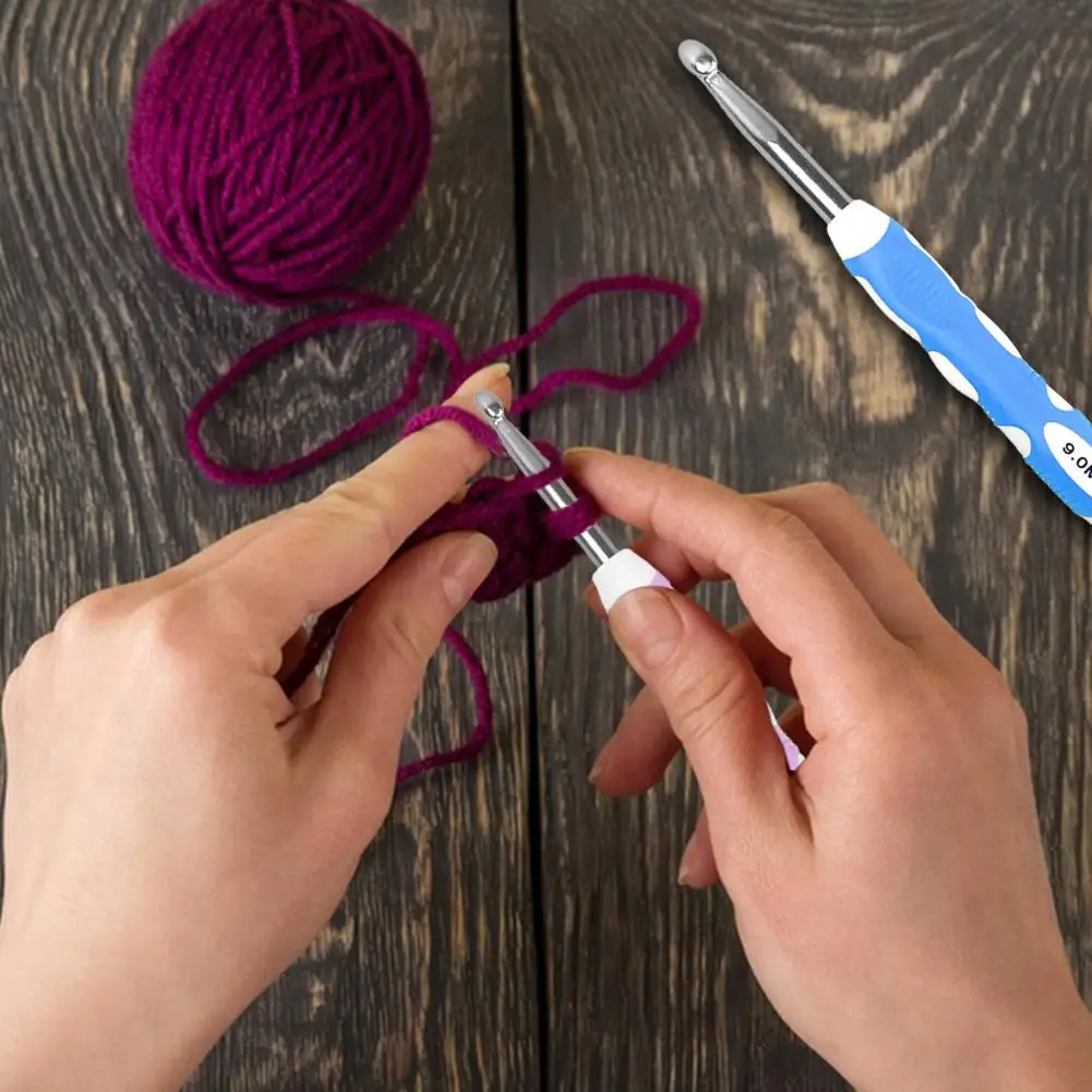 Long Crochet Hooks Color-coded Crochet Hook Set Ergonomic Crochet Hooks Set Non-slip Handle Yarn Needles for Arthritic Hands