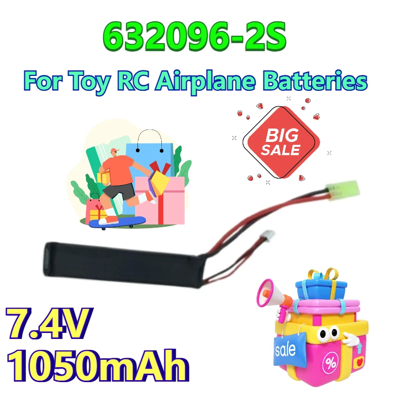 

632096-2S 7.4V 1050mAh 15C Rechargeable Batteries for Toy RC Airplane Batteries