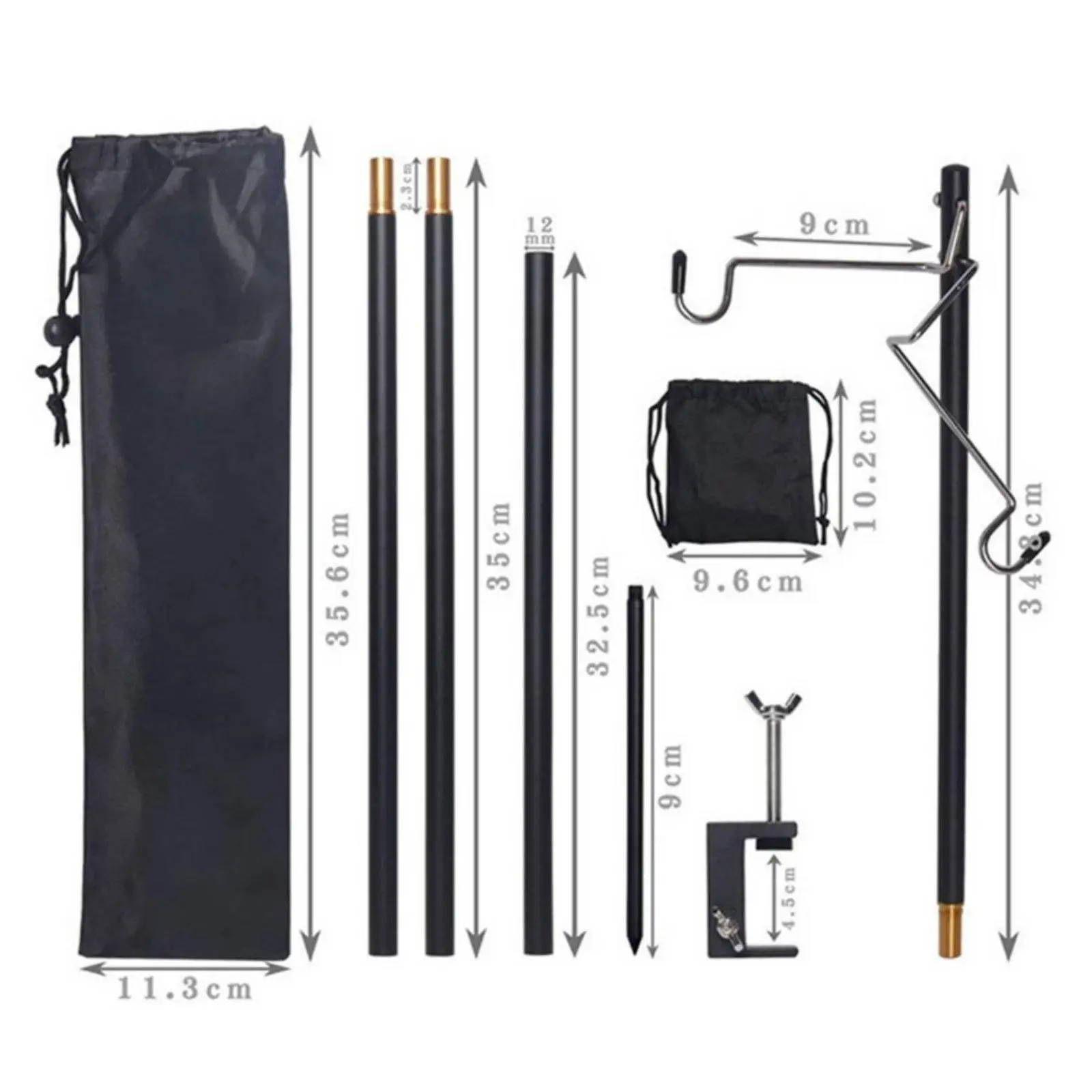 Compact Outdoor Light Stand Foldable Aluminum Alloy Lantern Hanger Adjustable Clamp for Camping Table Hiking Gear