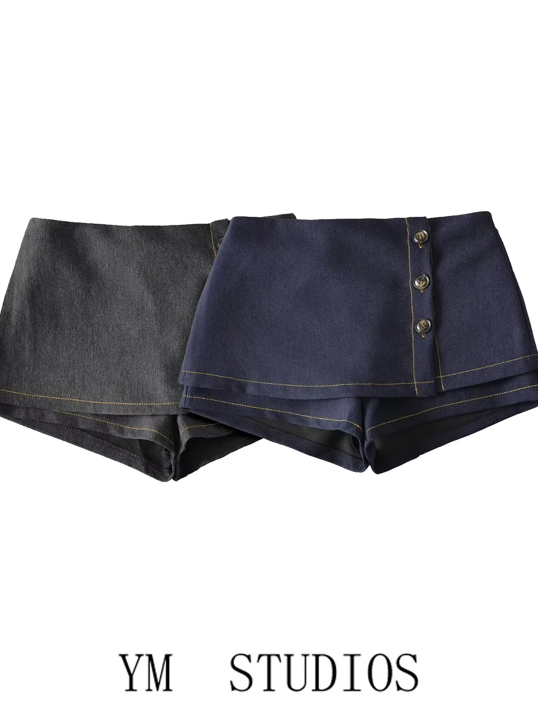High Waist A-Line  Skirt Women's Slim Fit Denim Skirt Button Design Fashionable Short Skirt Polyester Fiber No Ironing Ne...