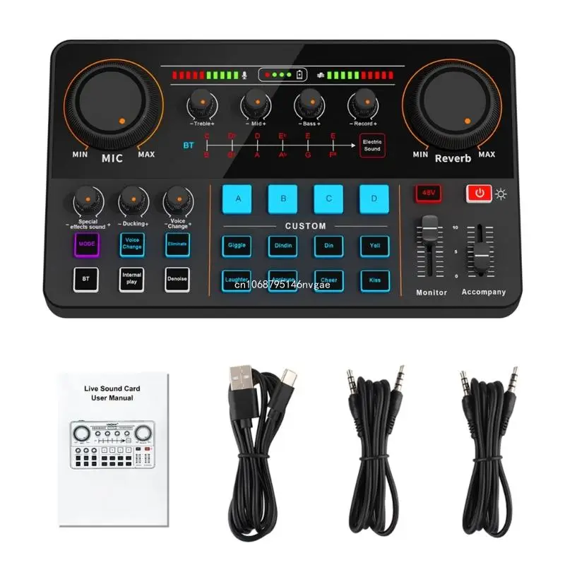 

Professional Live Sound Card,High Fidelitys Recording Sound Board Sound Mixer Builts in Sound Effect Noise New Dropship