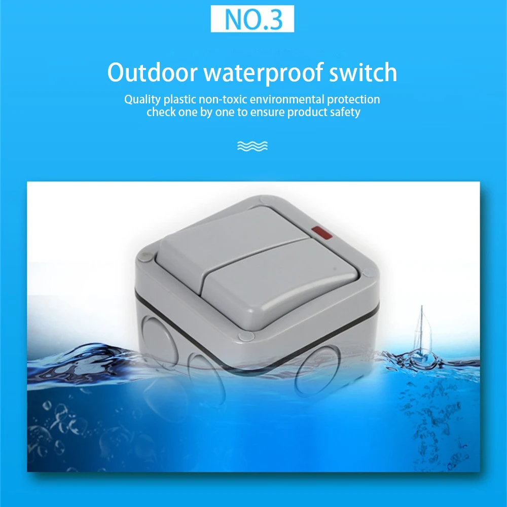 Outdoor Switch Waterproof And Dustproof Construction Site Surface Mounted Outdoor Waterproof Dual Control Flexible Matching