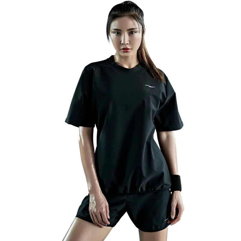 

Plus Size Sweat Sauna Suit Short Sleeve Shirt/Shorts Slimming Thermo Body Shaper Top/Bottom Gym Boxing Fitness Workout Loose Fit