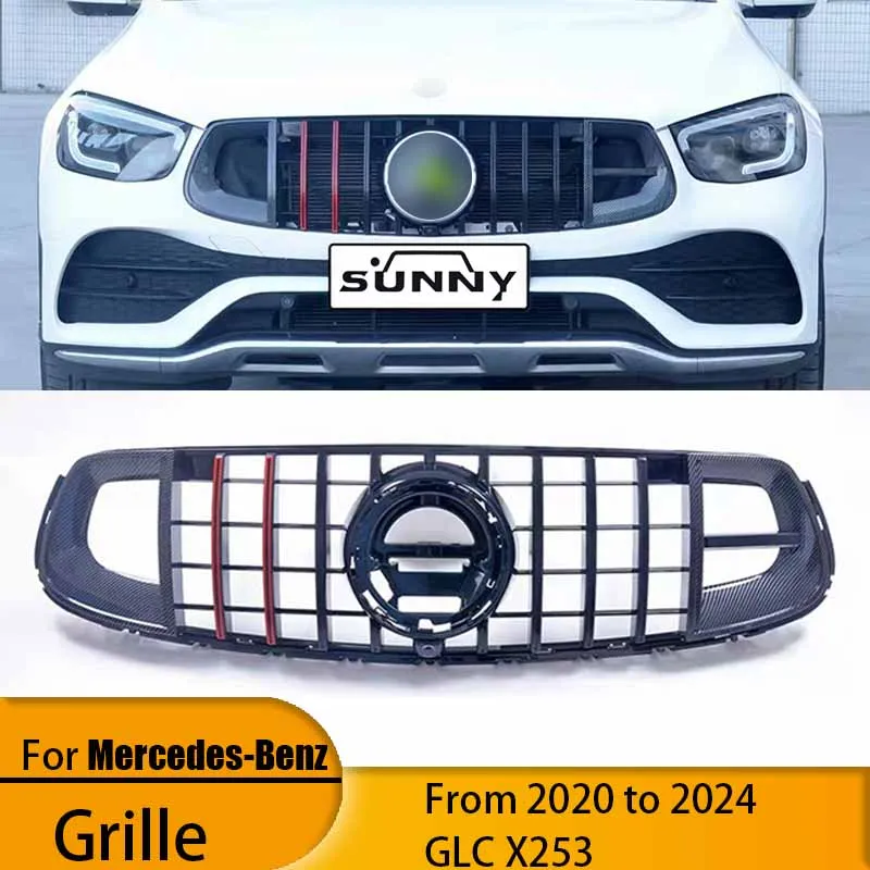 

Suitable for 20-24 Mercedes-Benz GLC modified Dr. Ba center mesh X253 change carbon fiber pattern GT vertical bar front grille