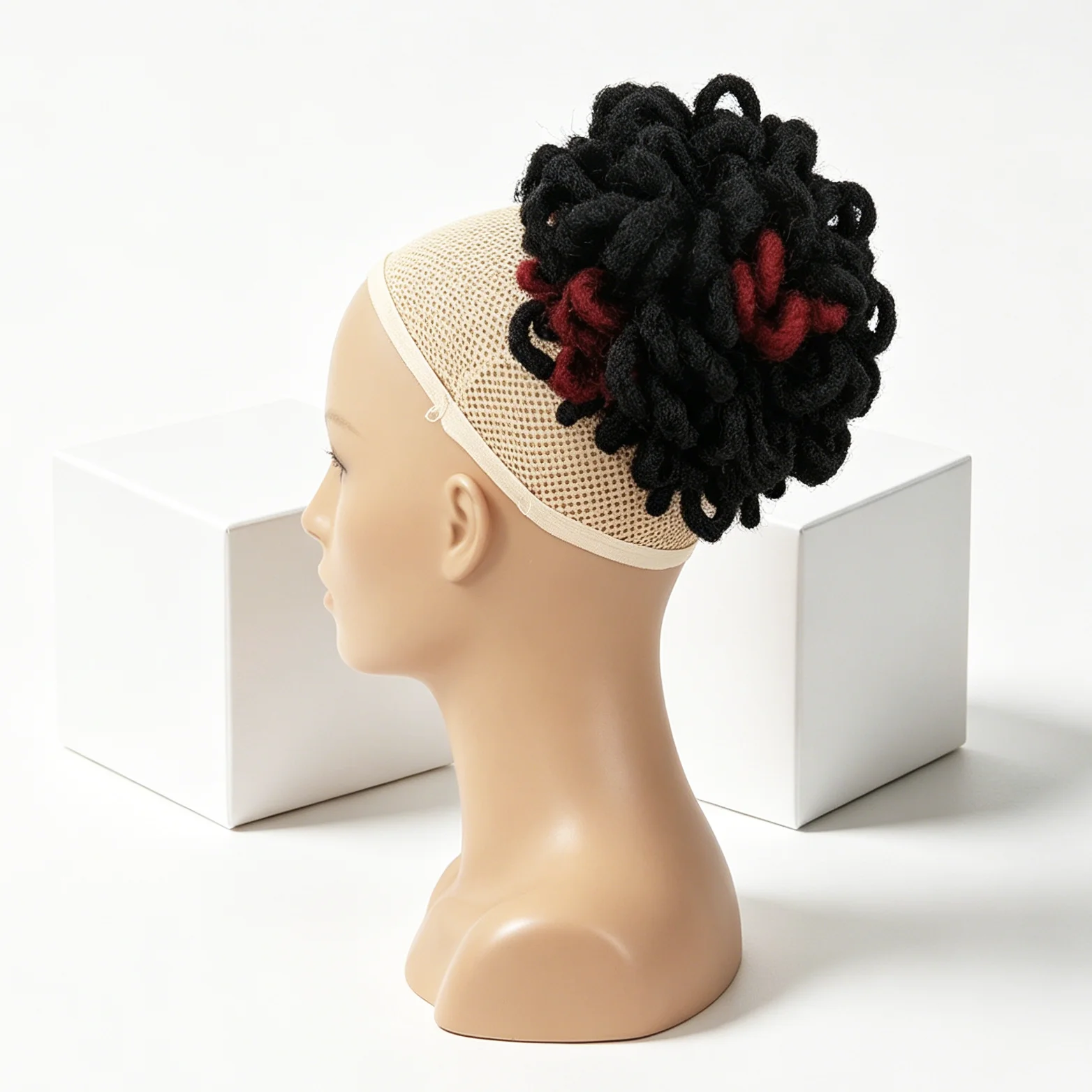 Coque Afro Trançado Multiestilo, Aplique de Cabelo Cacheado Africano, Coque Falso, Extensão de Coque Dread, Rabos de Cavalo Sintéticos com Cordão