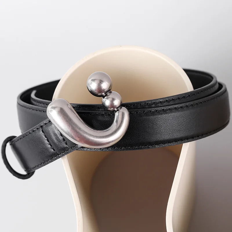 2023 neue trend ige Rindsleder Echt leder Rindsleder Gürtel Damen Bund für Mädchen Frauen Metalls chnalle Mode Dekoration – Detail 7