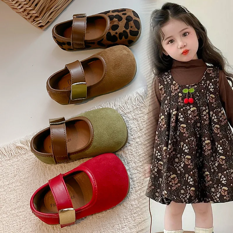 Spring Autumn New Girls Retro Mary Jane Soft-soled Fashion Shoes Princess Gentle Wind PU Leather School Student Shoes