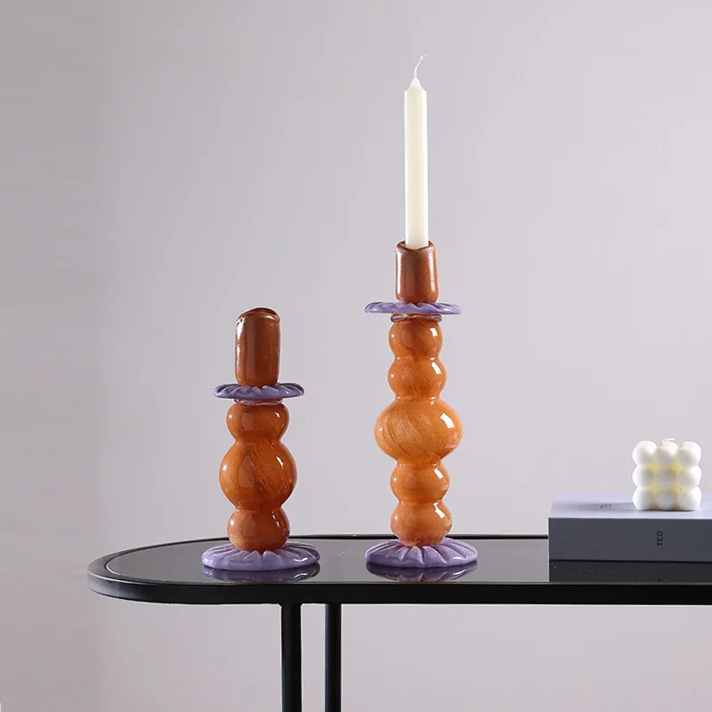 

Glass Candlestick Creative Geometric Colored Candle Holder Candle Stick Holder Wedding Home Decoration Accessories