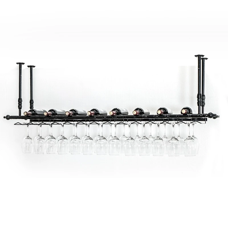 Wine bar counter, wine rack, wine glass rack, hanging upside down, goblet ,   bottle  ornament.