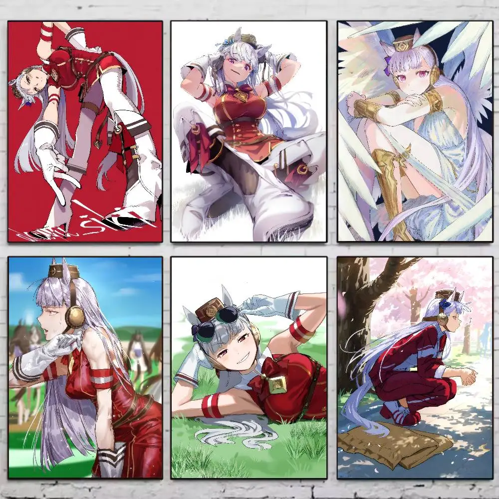 السفينة الذهبية أنيمي Umamusume PrettyDerby ملصق رائع ملصقات الفن جداريات حائطية ديكور لعبة غرفة ديكور الهدايا HD اللوحة سيارات القط