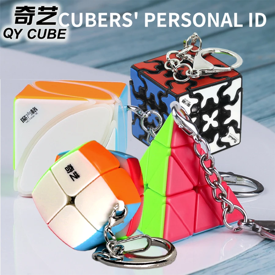 QiYi Mini Gear Cube 3x3x3 35mm KeyChain 3x3 Key Ring SengSo Pyramid FanXin Puzzle Toys Gamel Accessories for Schoolbag Gift