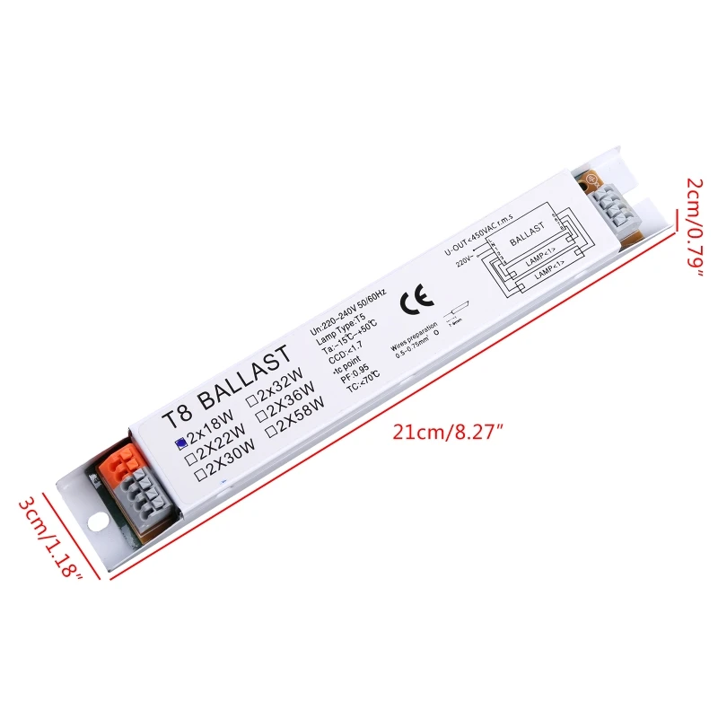 T8 220-240V 2x58W 2x18W 2x30W Wide Electronic Ballast Fluorescent Lamp Ballasts