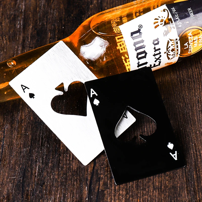 1PCS Spades A Bottle Opener Creative Poker Shaped Stainless Steel Opener Bottler Beer Starter Suitable For Wallet Party Supplies