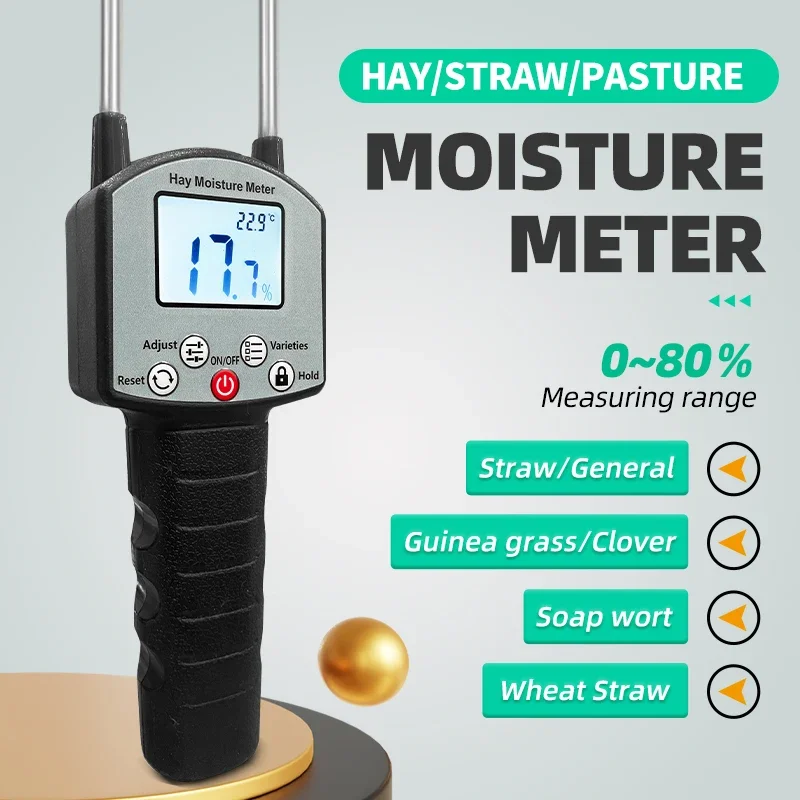 Portable Hay Moisture Meter for Cereal Straw Bran Forage Grass Leymus Chinensis Emperor Bamboo Grass Testing Fibre