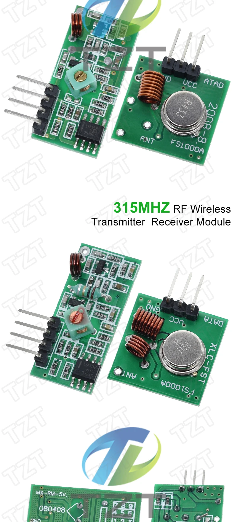 TZT Smart Electronics 433 MHz RF-Sender und Empfänger Modul-Link-Kit für Arduino/ARM/MCU WL DIY 315 MHz/433 MHz Wireless – Detail 5