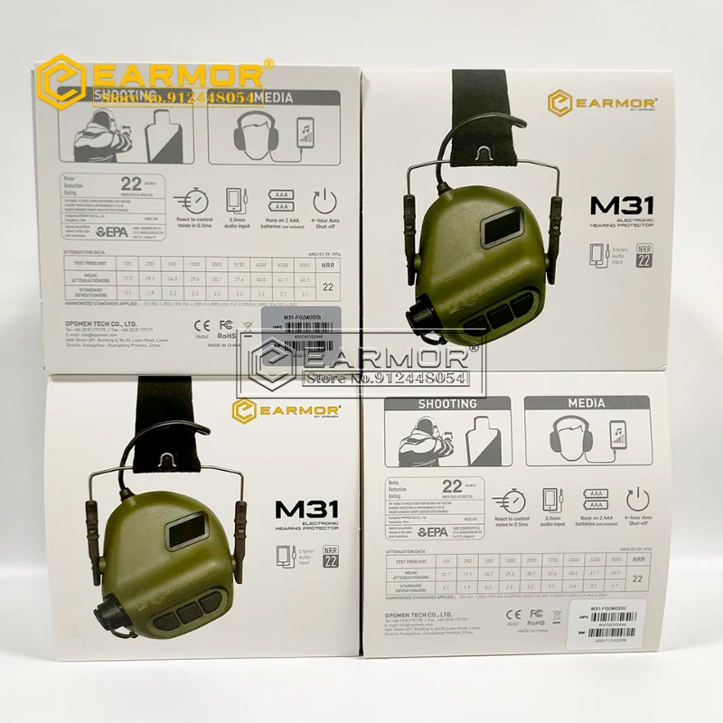 EARMOR M31 MOD4 Tactical Headphone & Headband of Headset Noise Canceling Earmuffs Military Anti-Noisy Shooting Earphone