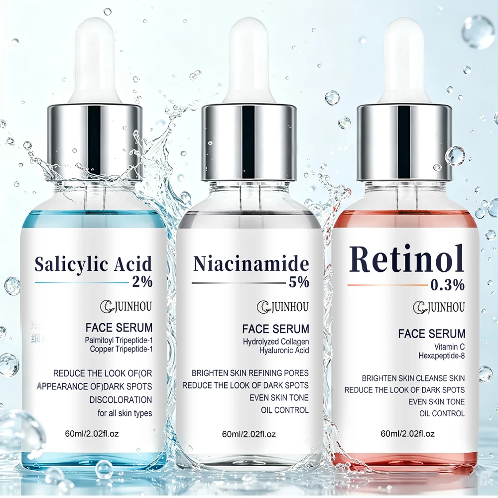 JUINHOU 3-teiliges Hautpflege-Serum Salicylsäure Niacinamid Retinol Aufhellend Porenverfeinernd Ölkontrolle Feuchtigkeitsspendend für Tägliche Hautpflege – Detail 4