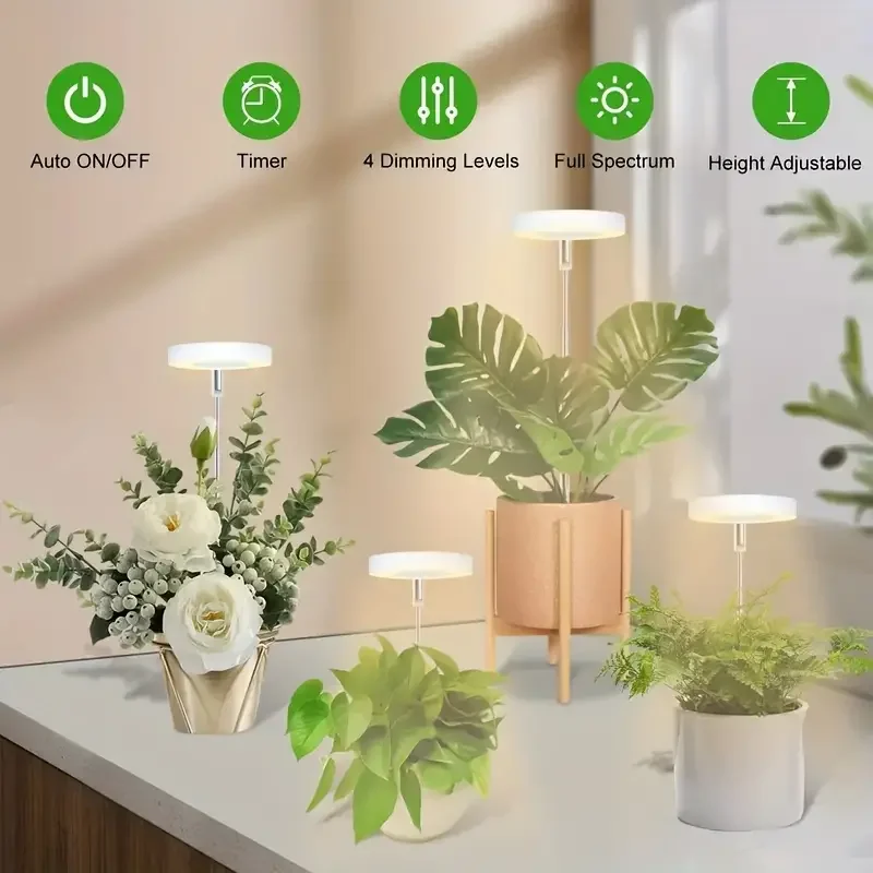 1/2/3/4pcs Growth Light Full Spectrum LED Plant Light Indoor Growth Light 2/4/8H Automatic Timer Brightness Height Adjustable