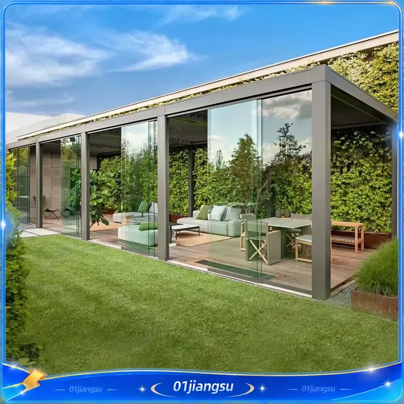 Modern Aluminum Louvered Pergola Bioclimatic Gazebo Outdoor Patio Cover Waterproof Sunshade Garden Canopy Shade Structure