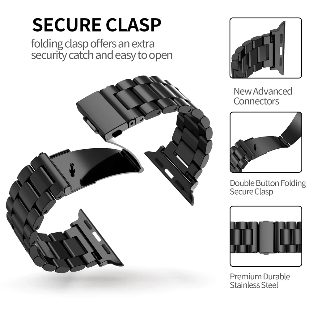 Stainless Steel Strap For Apple Watch Band 45mm Ultra 49mm 41mm 40mm 44mm Strap Metal Bracelet For Iwatch 46mm 42mm Series 10 9