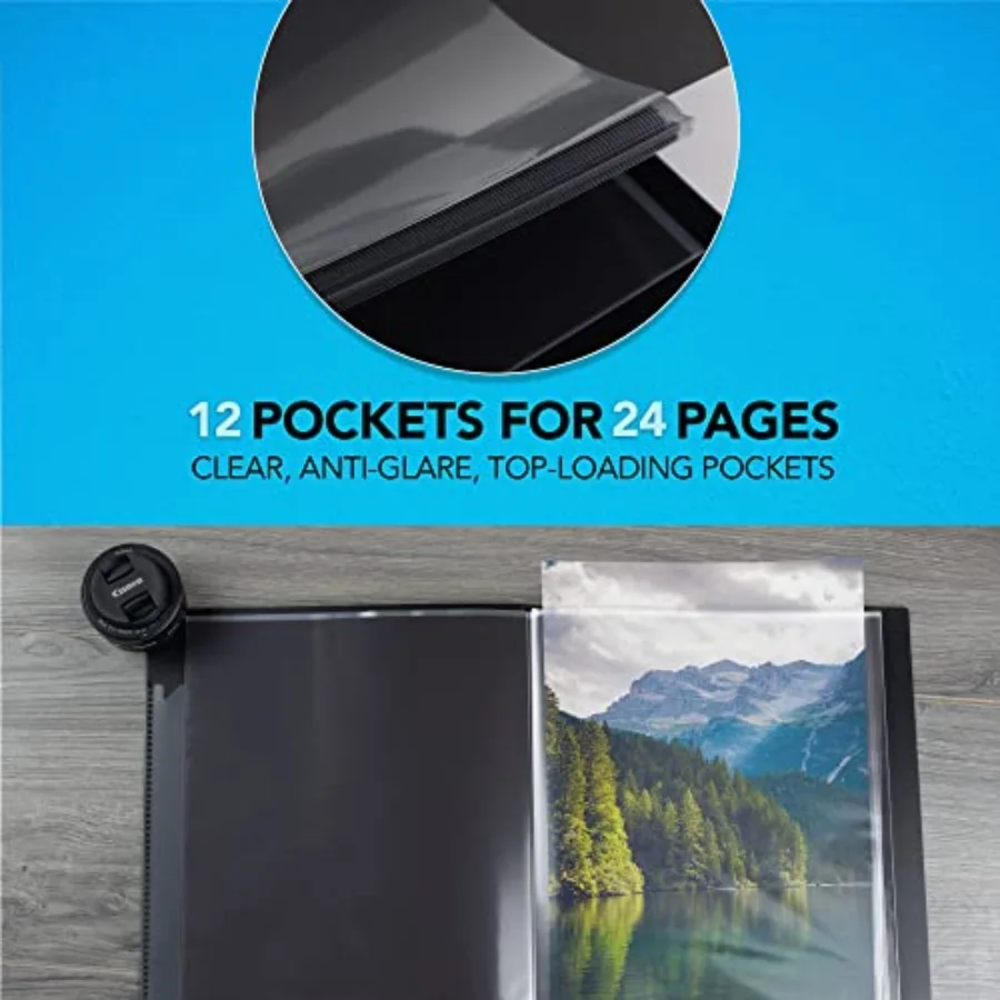 Itoya Expo 8-1/2 x 11 Raccoglitore portfolio artistico nero con buste in plastica e 24 pagine - Ideale per esposizione e archiviazione di opere d'arte in C