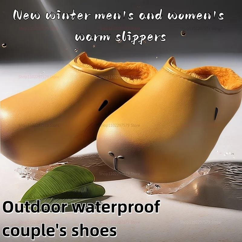 أحذية كابيبارا بيركين اللطيفة للنساء شباشب قطنية مخملية شتوية مقاومة للماء للاستخدام الداخلي والخارجي هدية دافئة مريحة للنساء الأزواج