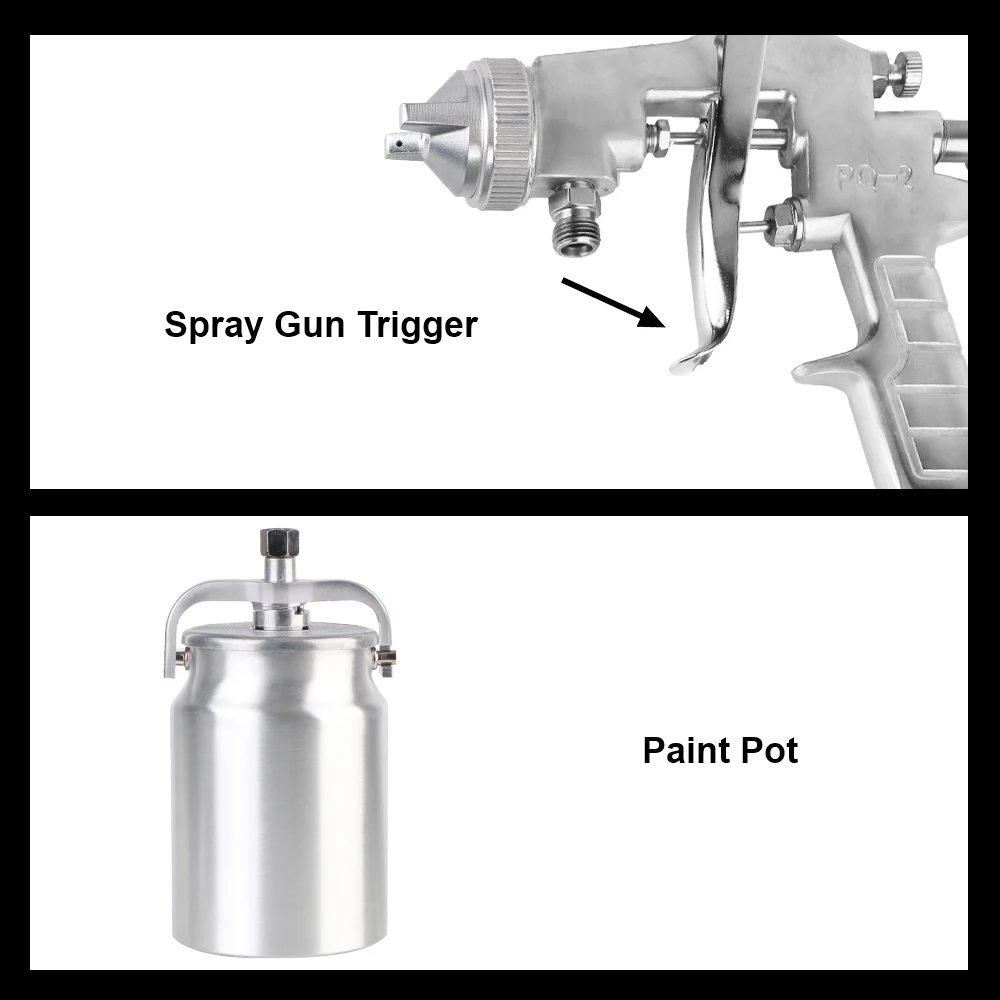 PQ-2 Anti-roest verfspuit Handvat Spuitgereedschap Pneumatisch spuitapparaat Zilver met 2 MM mondstuk HVLP Spuitverfmachine