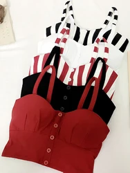 gkfnmt Crop Top Women Camis Halter Top Women Camisole 2023 Summer Sexy Sleeveless Slim Low Chest Button Big Size 3XL Clothing