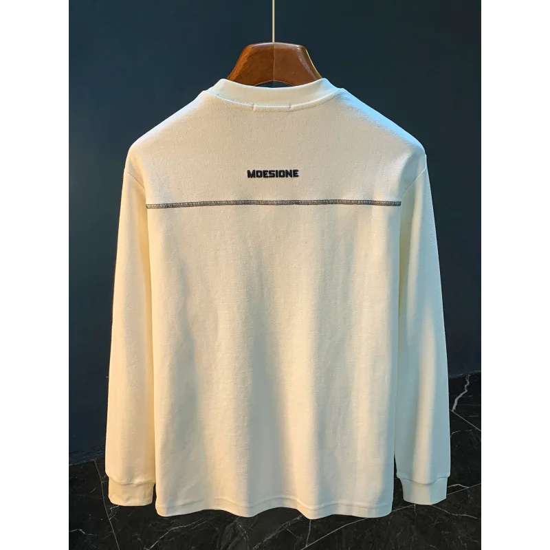 2025 Autumn New Long Sleeve-shirt Men's Trendy Versatile Large Knitted Hoodie with Bright Thread Design Sense-shirt