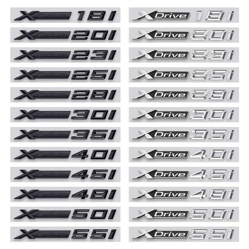 X DRIVE 18i 20i 23i 25i 28i 30i 35i 40i 45i 48i 55i car logo sticker for X1 X5 X3 X7 xdrive displacement side tail trunk label