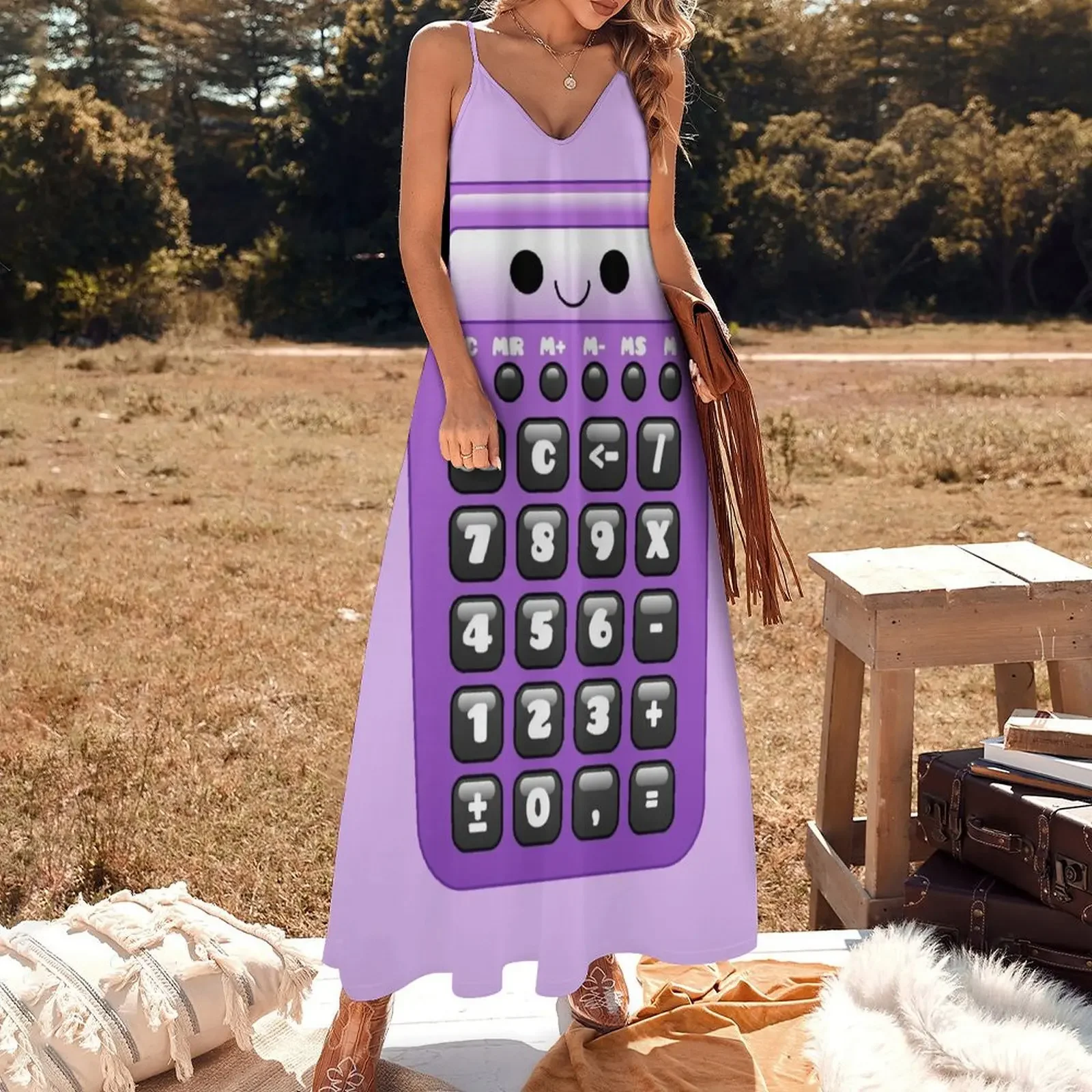 kawaii purple calculator Sleeveless Dress elegant and pretty women's dresses dresses for womens