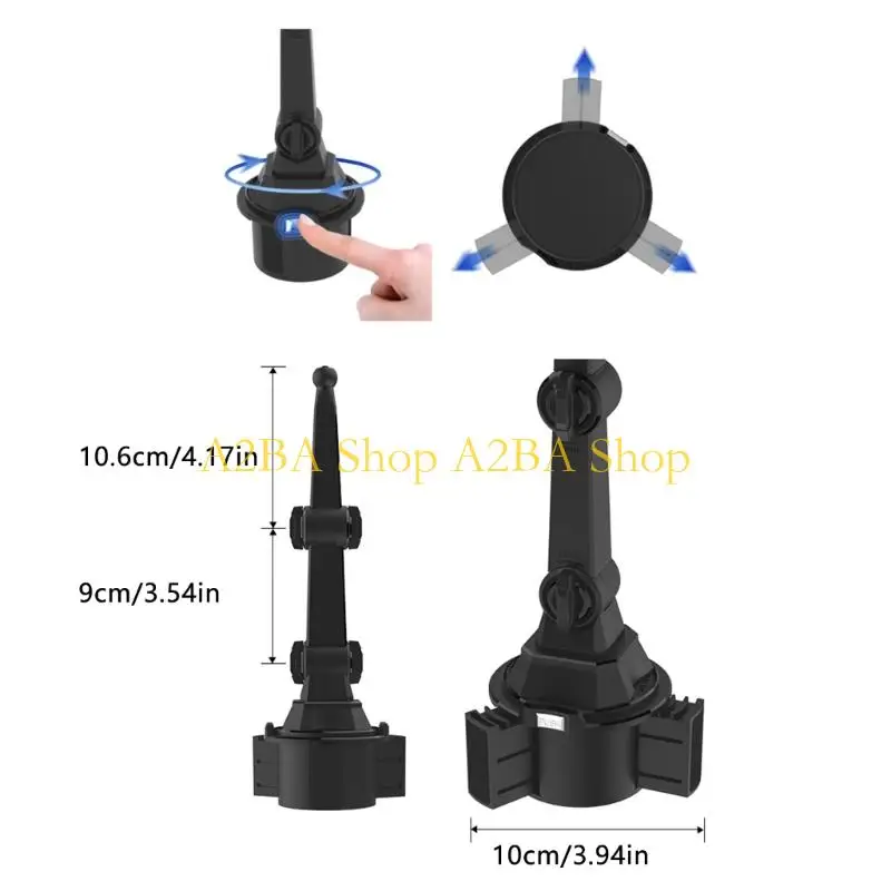 

A2BA Easy Installs Cup Holder Stand For 11-22cm Devices In Car With Rotatable Head
