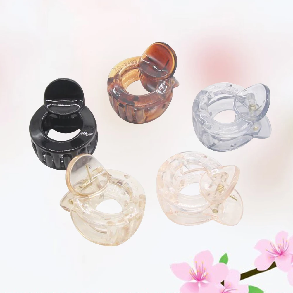 

5 Pcs Hair Accessories Round Plastic Clips for Party Wedding Daily Use Small Fresh Temperament Grab Non Toxic Safe Hairstyle