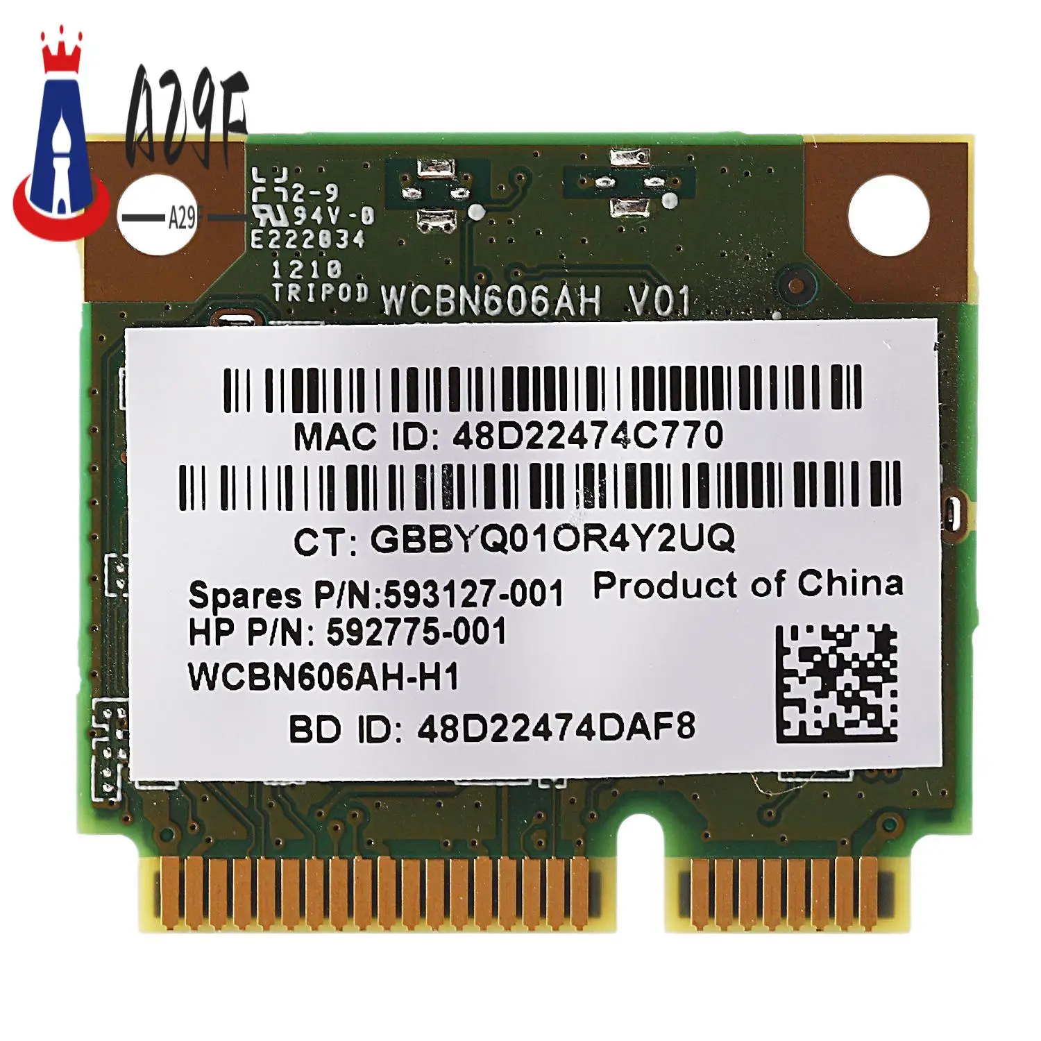 

A29F-AR9285 AR5B195 150M+BT3.0 Half Mini PCI-E Wireless Card SPS:593127-001 592775-001 For 430 431 435 436 4530S