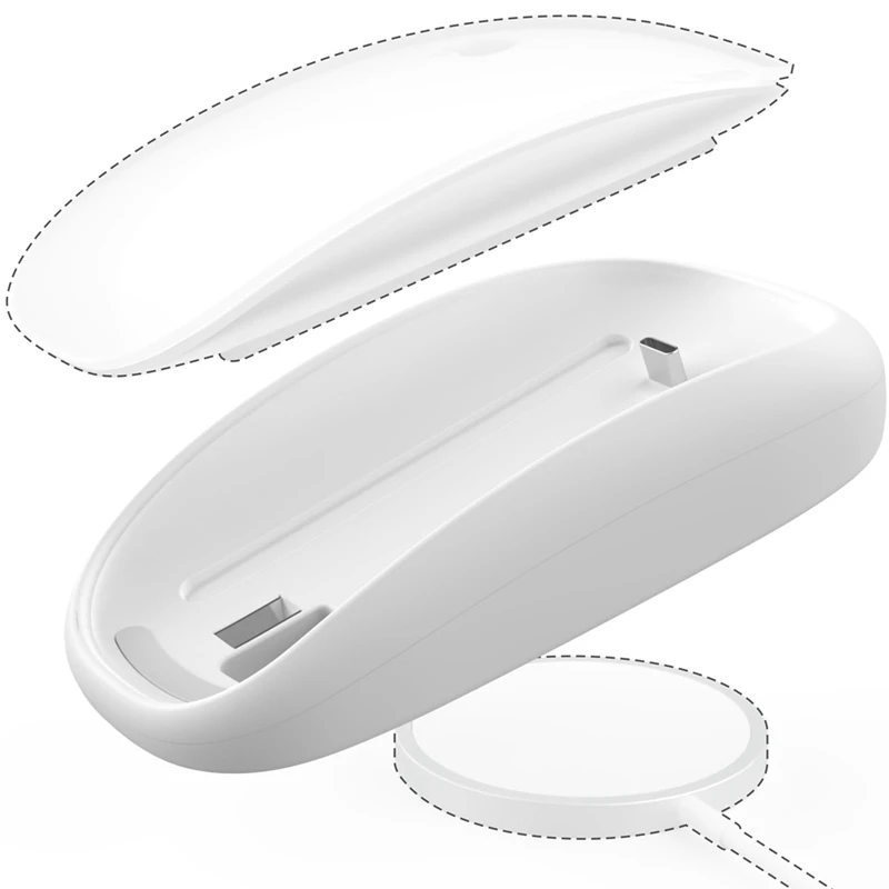 Mouse Charger for Magic Mouse 2 USB C Wireless Charging Support Ergonomic Grip&Mouse Base for Magic Mouse 2 White-ELEC