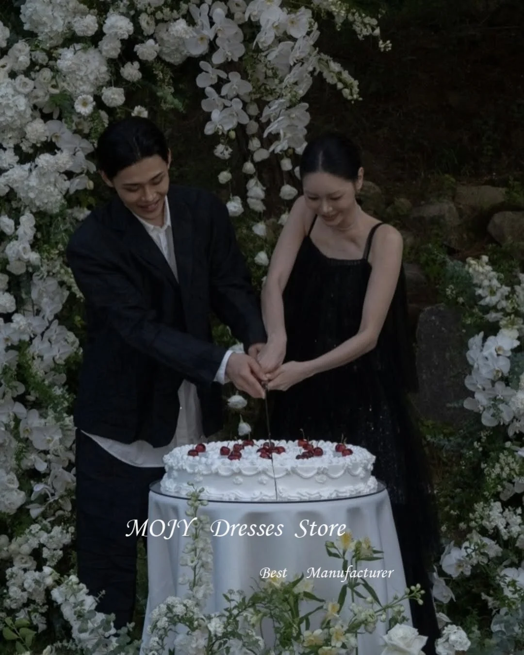 Mojy brokatowe czarne długie suknie wieczorowe wielowarstwowe koreańskie suknie ślubne bez rękawów sesja zdjęciowa formalne suknie balowe dostosowane