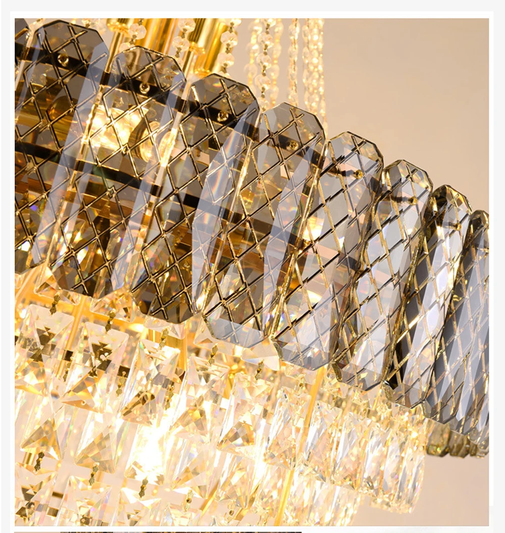 K9 Crystal Clear Amber Grey LED Chandelier