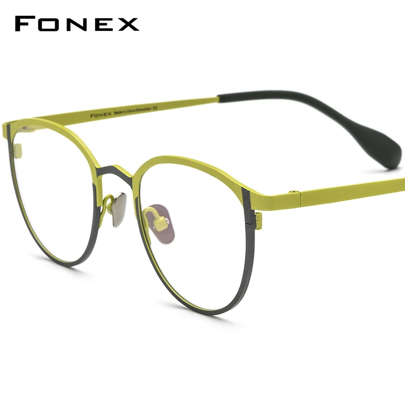 

FONEX Colorful Pure Titanium Eyeglasses Frame Women Retro Round Glasses 2023 Vintage Eyewear F85782