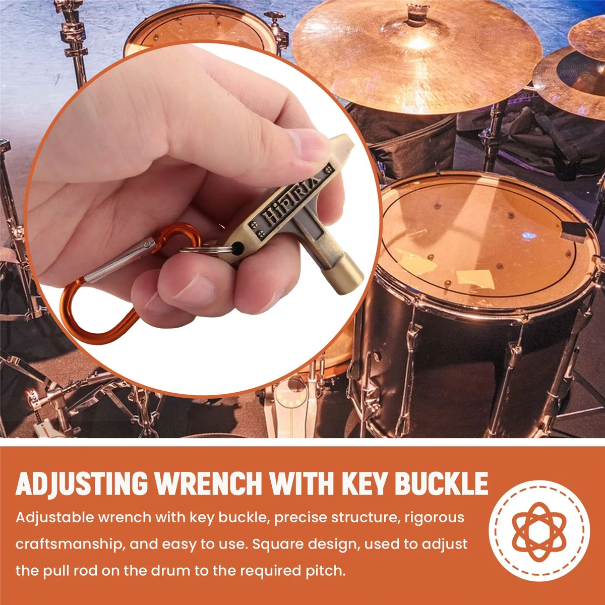 A98U Musical Instrument Accs Drum Set Skin Tuning Key Snap Hook Drum Kit Wrench Tool for Percussion Tuning Tool