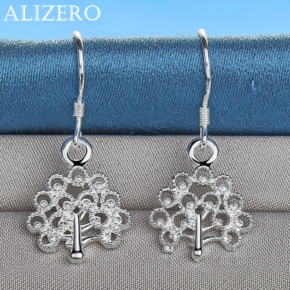 ALIZERO 925 Sterling Silver Hollow Tree Drop Earrings For Women Jewelry Fashion Elegant Engagement Wedding Accessories